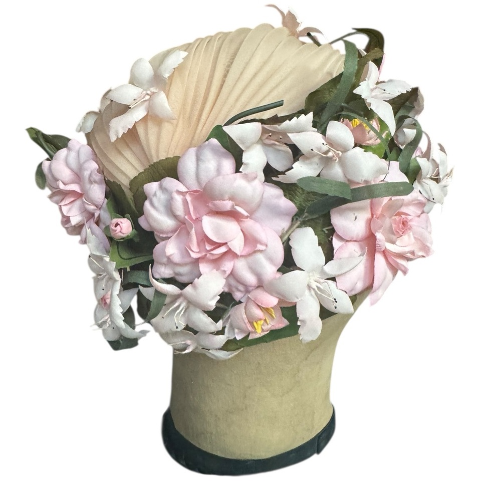 1950s/60s Pale Pink‎ Large & Small Millinery Flowerpot Cocktail Hat